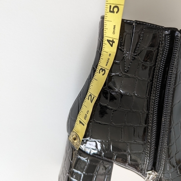 Eloquii Lexa Faux Patent Croc Leather 3" Block Heel Ankle Boot Round Toe- sz 9W - Picture 10 of 11